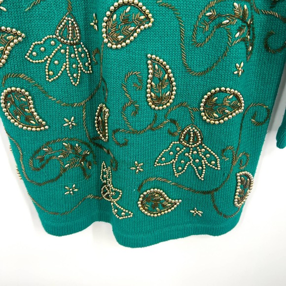 Studio Collection Womens Size Medium Vintage 90s 80s Beaded Sweater Blouse Top - Picture 6 of 9